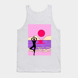 Animated Yoga Sun and Ocean  Graphic Tank Top